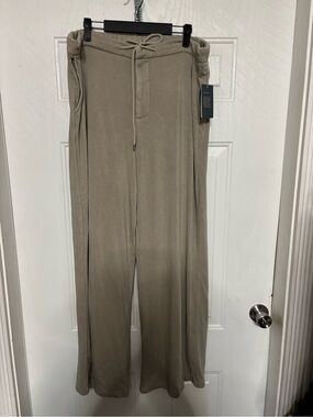 Women's Wide-Leg Drawstring Pants in Taupe